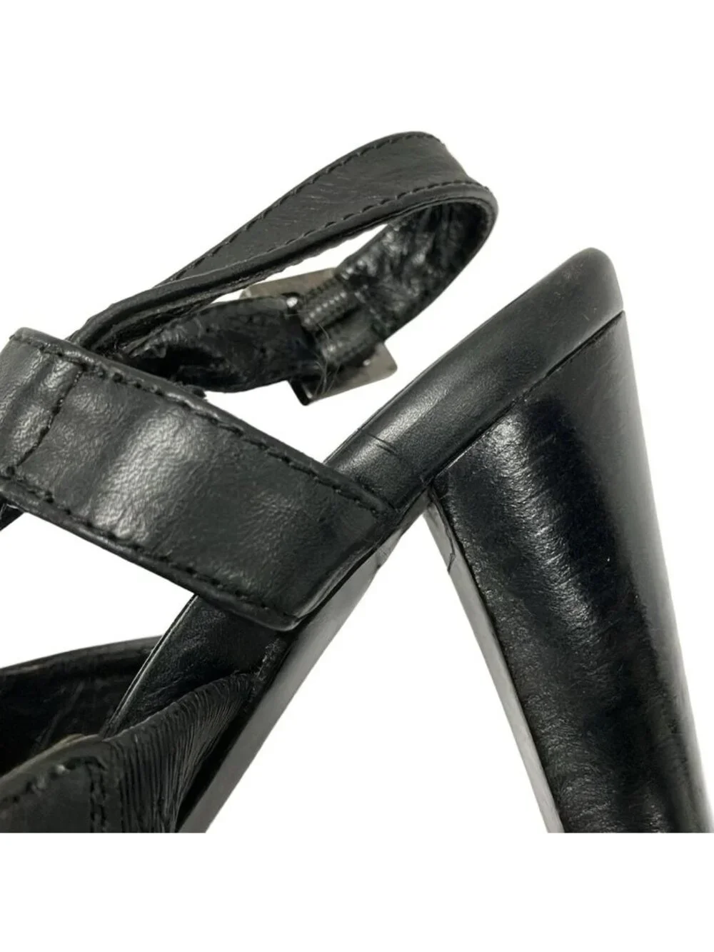 ★SOLD★ Chanel Sandals 36 Quilted Black Silver Leather - Picture 8 of 9